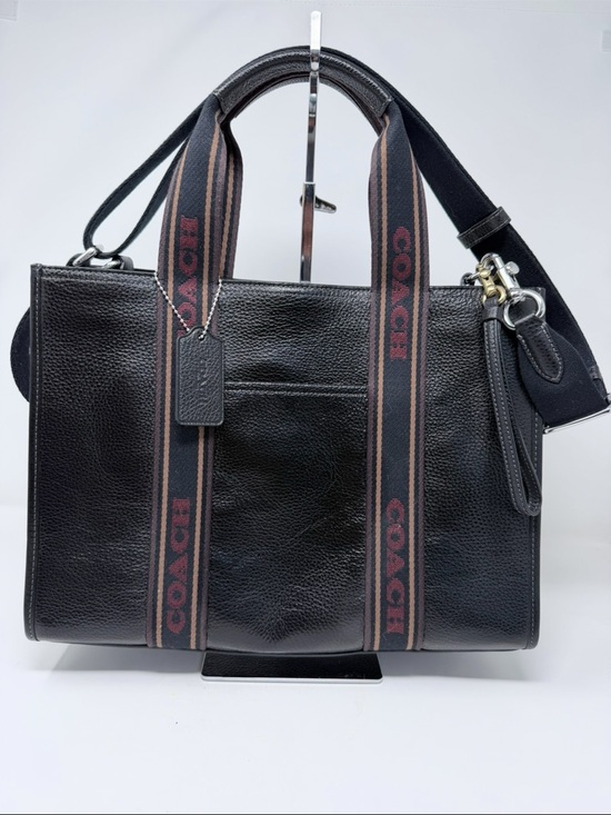Coach Handbags - Coach Black Pebbled Leather tote with Signature Webbing